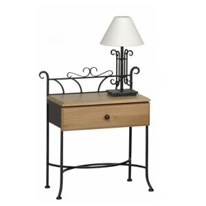 IRON-ART Noční stolek ALTEA - se zásuvkou, kov + dřevo