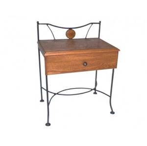 IRON-ART Noční stolek STROMBOLI - se zásuvkou, kov + dřevo